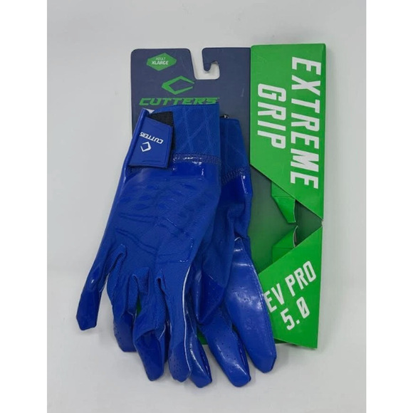 CUTTERS ' EXTREME GRIP ' REV PRO 5.0 RECIEVER GLOVES ' LG ' SOLID ROYAL NWT - Picture 1 of 3
